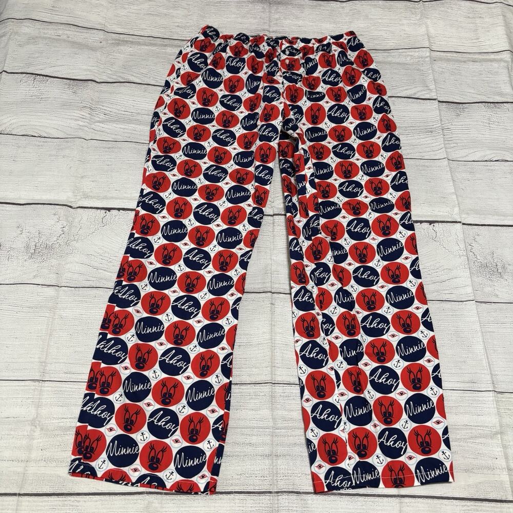 Disney Cruise Line SIZE L Lounge Pajama Pants Minnie Mouse Ahoy Red White Blue
